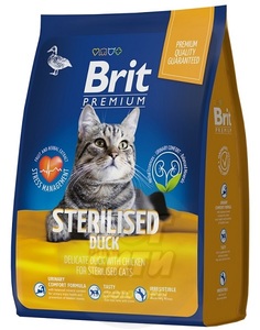 Brit Premium adult cat sterilized duck & chicken производство Россия, Брит