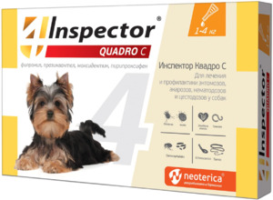 Капли Inspector Quadro для собак 1-4 кг, Инспектор Квадро