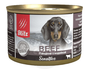 Blitz Sensitive Dog Beef & Turkey (Pate), Блитс 200 г