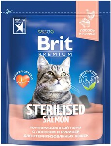 Brit Premium Adult Cat для стерилизованных Лосось и Курица производство Россия, Брит