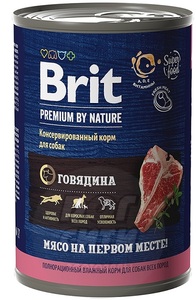 Brit Premium by Nature adult dog консервы с говядиной, Брит 410 г