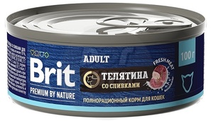 Brit Premium by nature консервы с мясом телятины со сливками для кошек, Брит 100 г