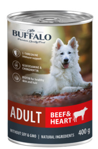 Mr. Buffalo Adult консервы для собак говядина и сердце, Буффало 400 г