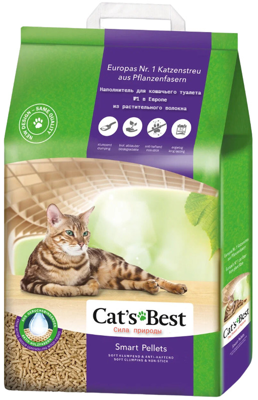 Cat's Best Nature Gold Smart Pellets древесный комкующийся наполнитель, Кэтс Бест