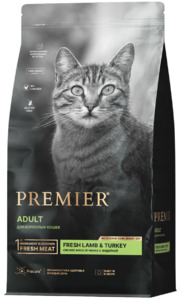 Premier Cat Lamb&Turkey Adult свежее мясо ягненка с индейкой, Премьер