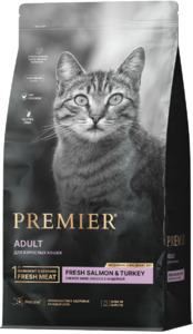 Premier Cat Salmon&Turkey Adult свежее филе лосося с индейкой, Премьер