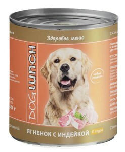 Dog Lunch Консервы ягнёнок с индейкой в соусе, Дог Ланч