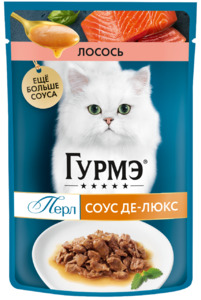 Gourmet Perle Соус Де-Люкс для кошек Лосось, Гурмэ