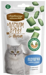 Деревенские Лакомства Чистим зубы для кошек подушечки с кремом из говядины 30 г