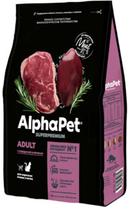 AlphaPet Superpremium с говядиной и печенью для взрослых кошек, АльфаПет