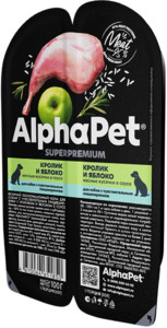AlphaPet Superpremium Кролик и яблоко Мясные кусочки в соусе, АльфаПет