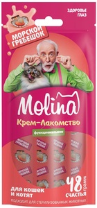 Функциональное крем-лакомство Molina с морским гребешком для взрослых кошек Здоровье глаз, Молина