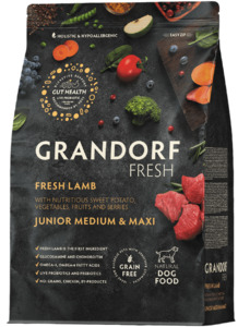 Grandorf Fresh Ягненок с бататом для юниоров средних и крупных пород, Грандорф