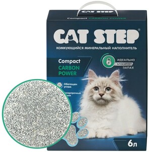 Наполнитель Cat Step Compact Carbon Power минеральный комкующийся, Кэт Стэп