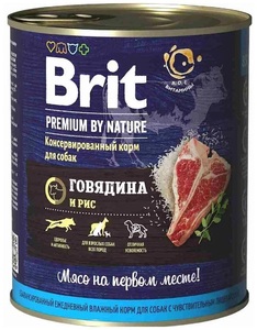 Брит Premium Adult Dog консервы говядина и рис, Brit