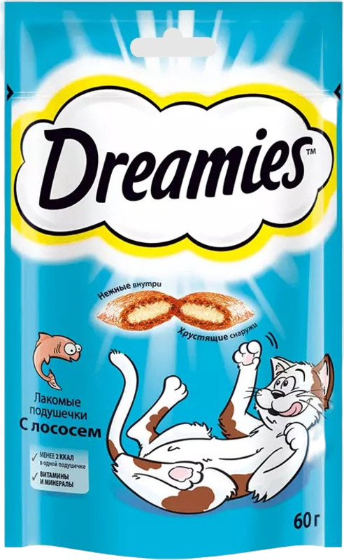 Лакомые подушечки Dreamies с лососем, Дримис