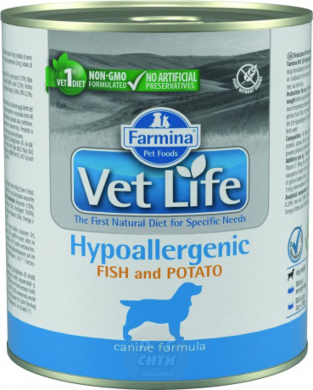 Farmina Vet life Dog Hypoallergenic Fish & Potato консервы для собак Фармина